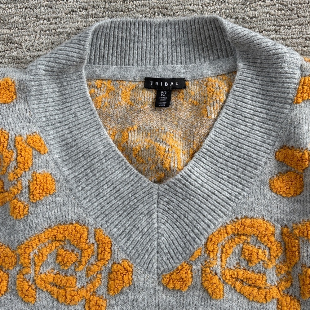 TRIBAL intarsia sweater in grey/golden yellow - Picture 3 of 5